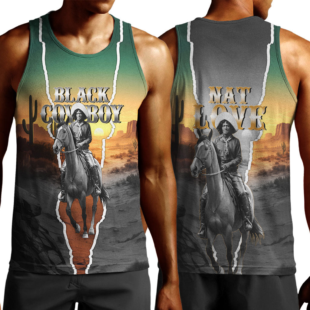 Nat Love Deadwood Dick Legendary Black Cowboy Men Tank Top Western Frontier Style With Native Southwest Pattern