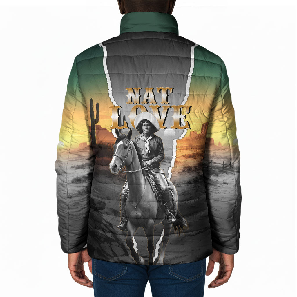 Nat Love Deadwood Dick Legendary Black Cowboy Padded Jacket Western Frontier Style With Native Southwest Pattern