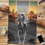Nat Love Deadwood Dick Legendary Black Cowboy Puzzle Western Frontier Style With Native Southwest Pattern