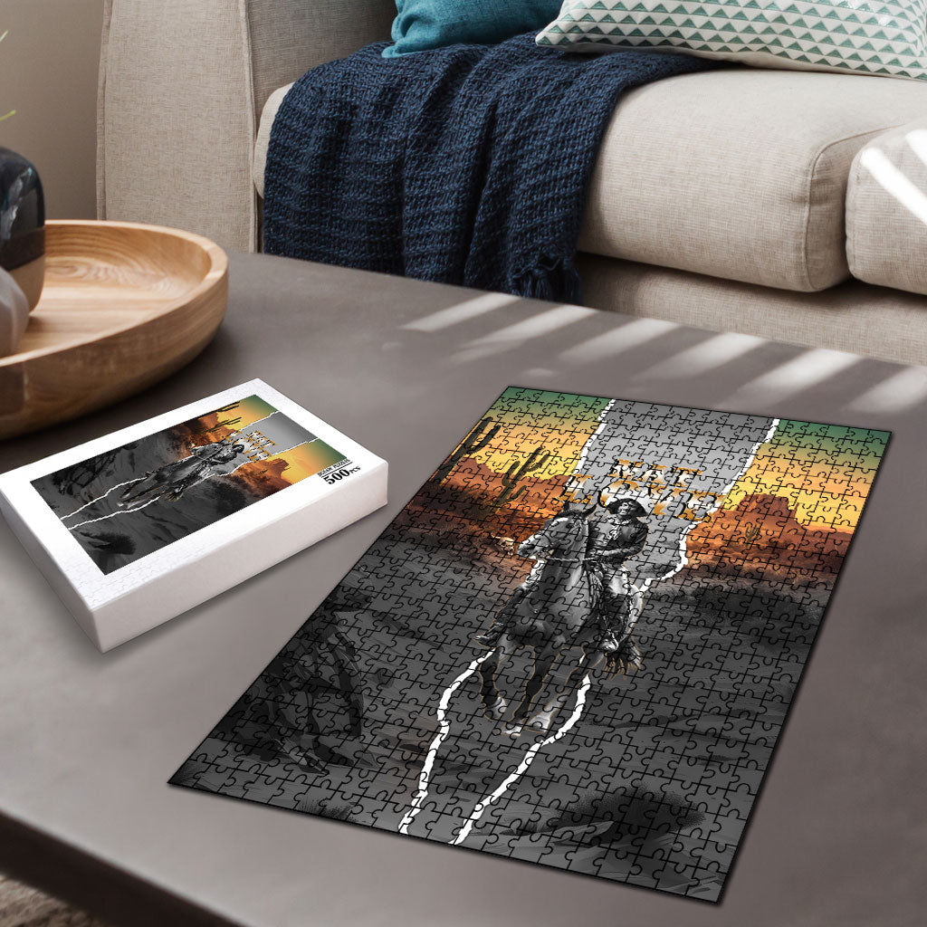 Nat Love Deadwood Dick Legendary Black Cowboy Puzzle Western Frontier Style With Native Southwest Pattern