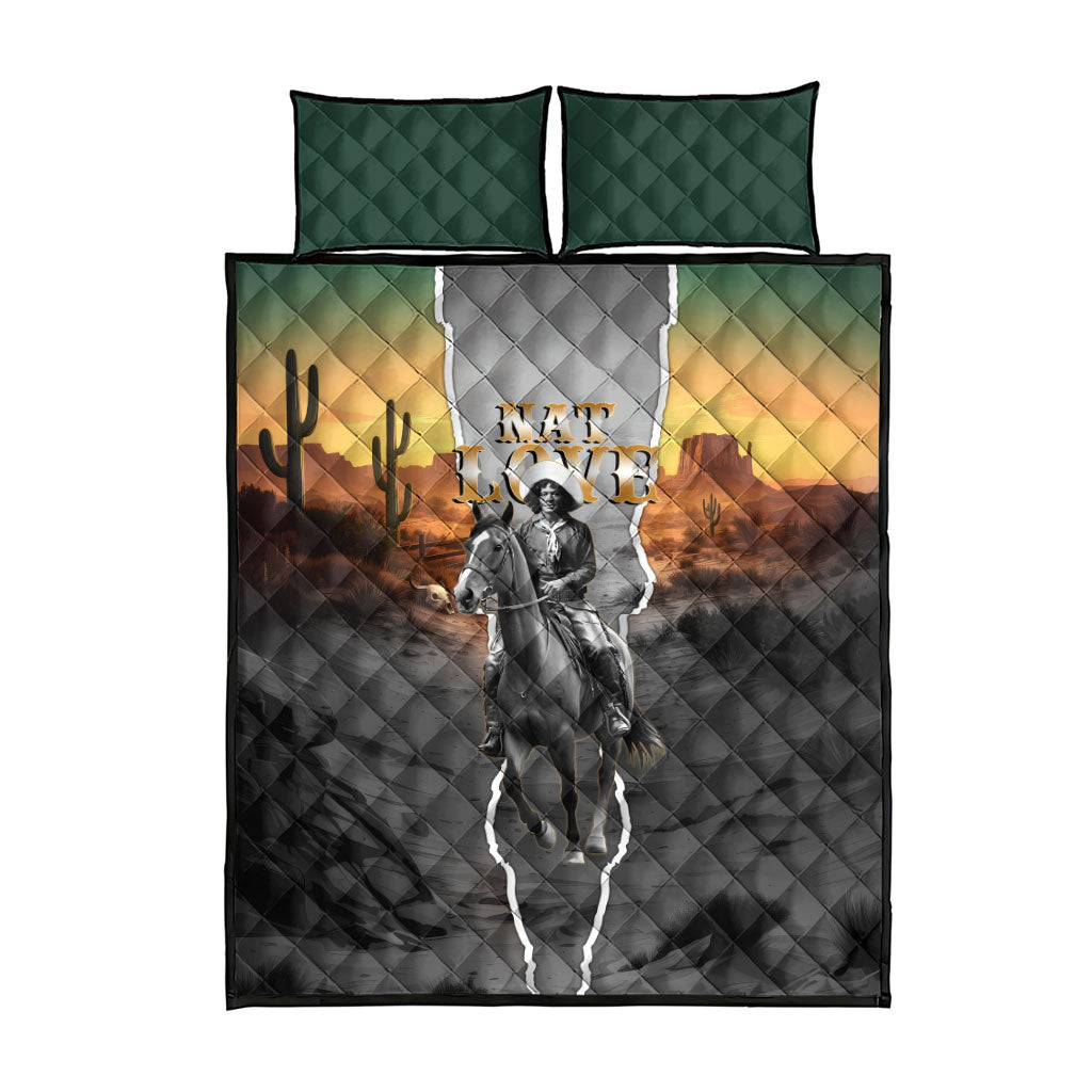 Nat Love Deadwood Dick Legendary Black Cowboy Quilt Bed Set Western Frontier Style With Native Southwest Pattern