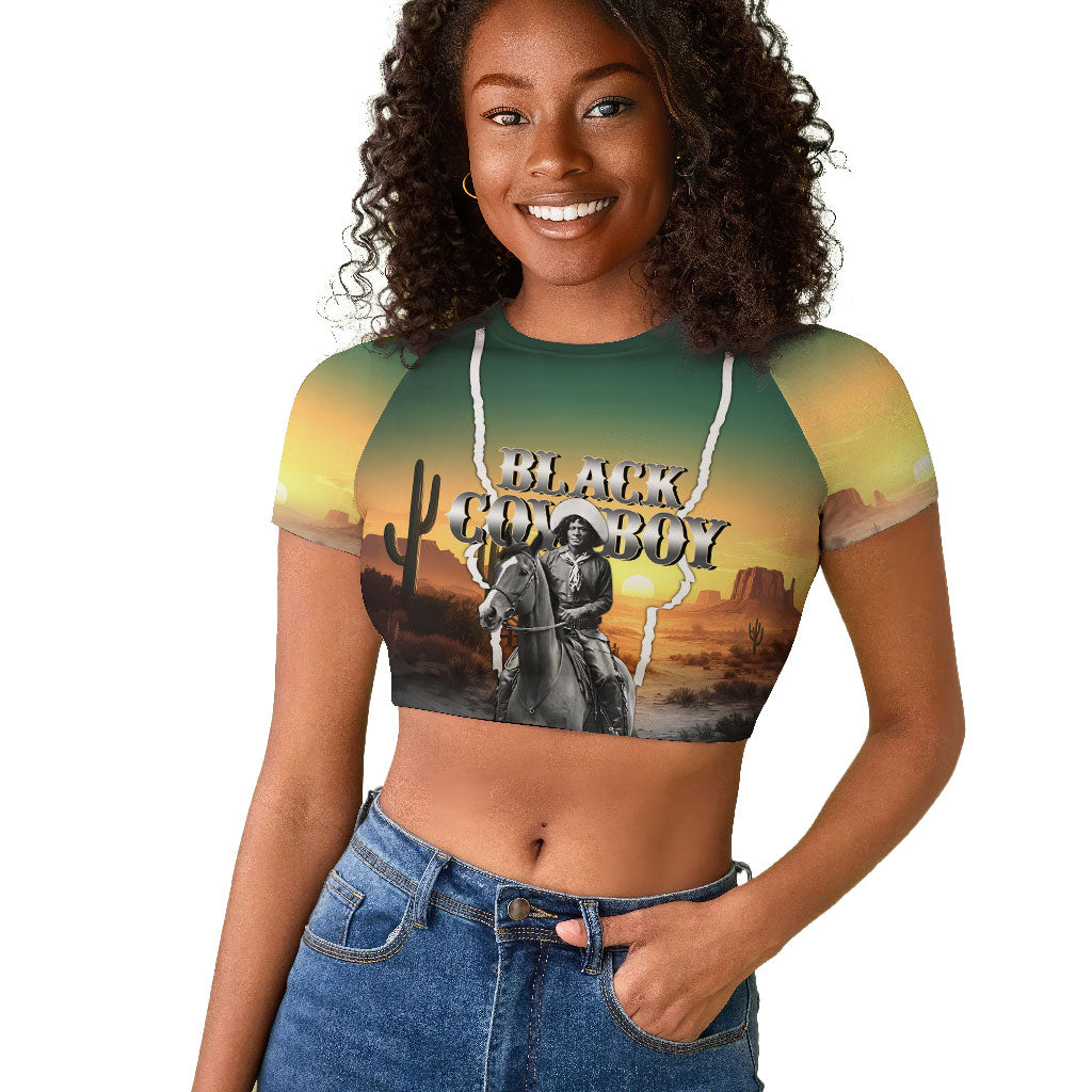 Nat Love Deadwood Dick Legendary Black Cowboy Raglan Cropped T shirt Western Frontier Style With Native Southwest Pattern