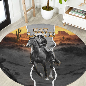 Nat Love Deadwood Dick Legendary Black Cowboy Round Carpet Western Frontier Style With Native Southwest Pattern