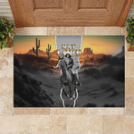 Nat Love Deadwood Dick Legendary Black Cowboy Rubber Doormat Western Frontier Style With Native Southwest Pattern