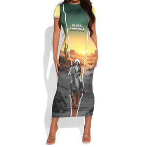 Nat Love Deadwood Dick Legendary Black Cowboy Short Sleeve Bodycon Dress Western Frontier Style With Native Southwest Pattern