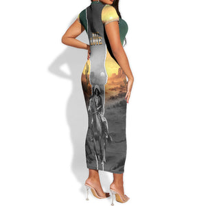Nat Love Deadwood Dick Legendary Black Cowboy Short Sleeve Bodycon Dress Western Frontier Style With Native Southwest Pattern