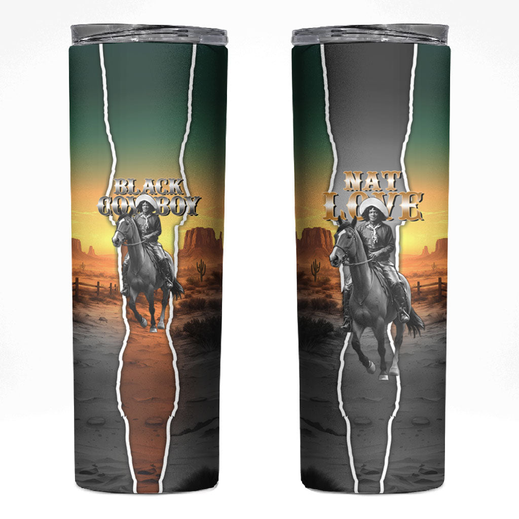 Nat Love Deadwood Dick Legendary Black Cowboy Skinny Tumbler Western Frontier Style With Native Southwest Pattern