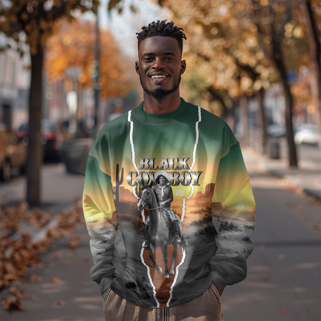 Nat Love Deadwood Dick Legendary Black Cowboy Sweatshirt Western Frontier Style With Native Southwest Pattern
