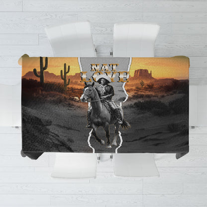 Nat Love Deadwood Dick Legendary Black Cowboy Tablecloth Western Frontier Style With Native Southwest Pattern
