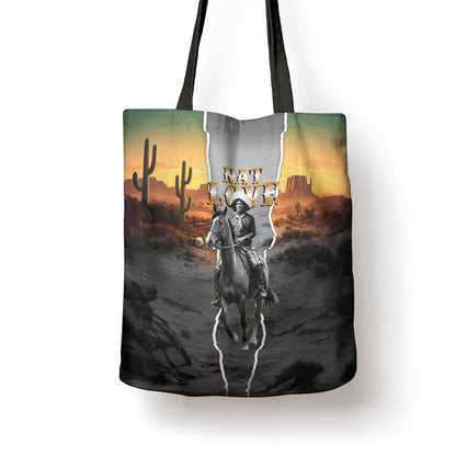 Nat Love Deadwood Dick Legendary Black Cowboy Tote Bag Western Frontier Style With Native Southwest Pattern