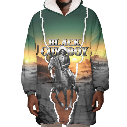 Nat Love Deadwood Dick Legendary Black Cowboy Wearable Blanket Hoodie Western Frontier Style With Native Southwest Pattern
