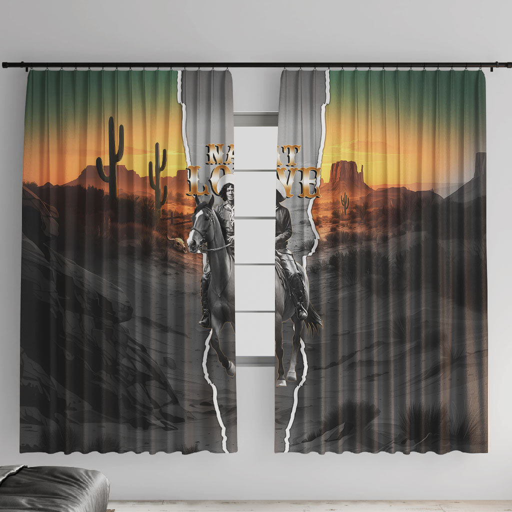 Nat Love Deadwood Dick Legendary Black Cowboy Window Curtain Western Frontier Style With Native Southwest Pattern