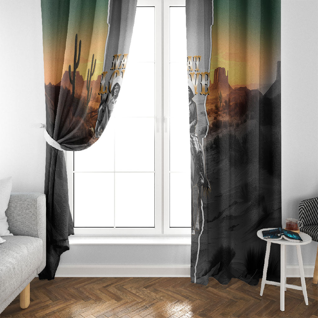 Nat Love Deadwood Dick Legendary Black Cowboy Window Curtain Western Frontier Style With Native Southwest Pattern