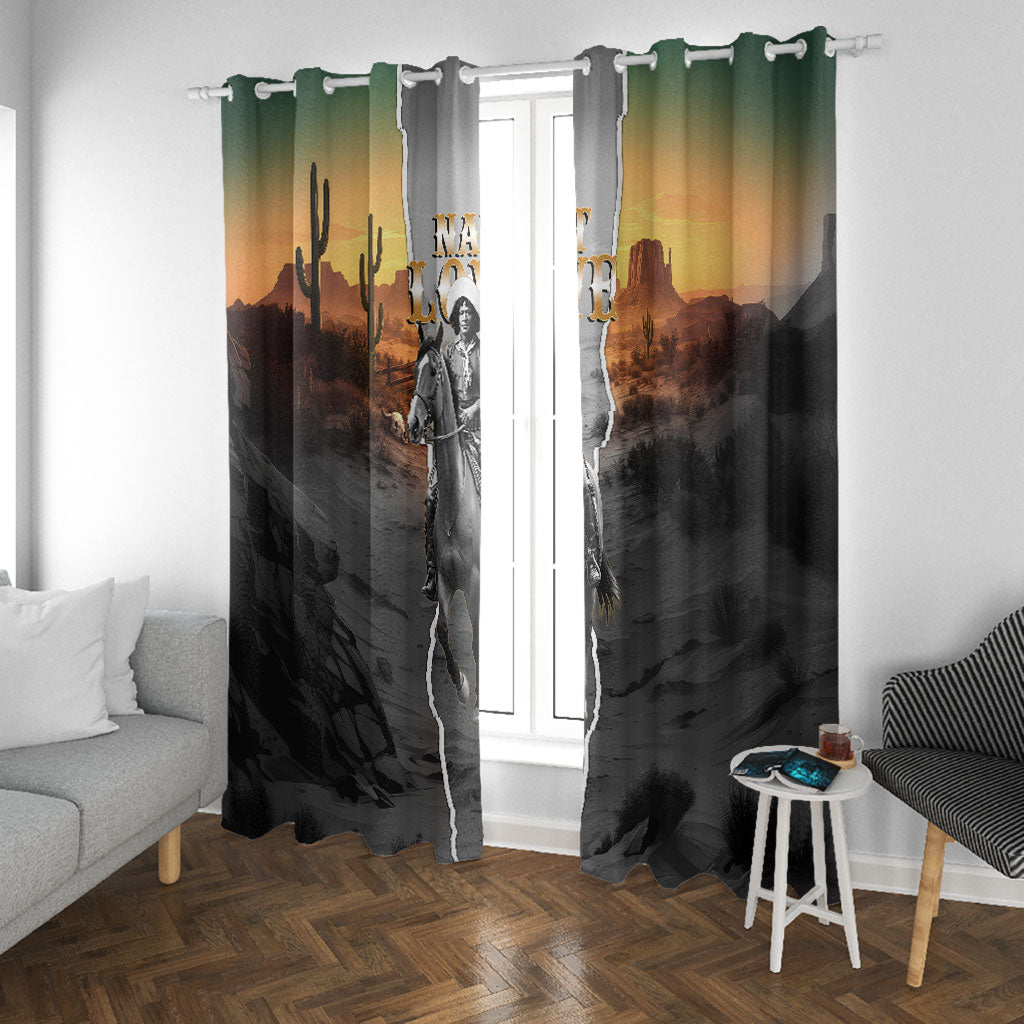 Nat Love Deadwood Dick Legendary Black Cowboy Window Curtain Western Frontier Style With Native Southwest Pattern