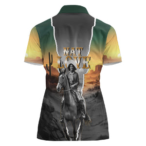 Nat Love Deadwood Dick Legendary Black Cowboy Women Polo Shirt Western Frontier Style With Native Southwest Pattern
