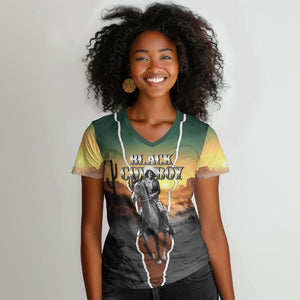 Nat Love Deadwood Dick Legendary Black Cowboy Women V-Neck T-Shirt Western Frontier Style With Native Southwest Pattern