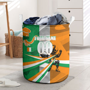 Personalized Ivory Coast Football Elephant Champion Laundry Basket Cote d Ivoire Flag Colors Heritage