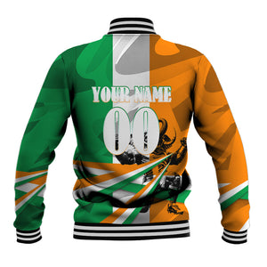 Personalized Ivory Coast Football Elephant Champion Baseball Jacket Cote d Ivoire Flag Colors Heritage