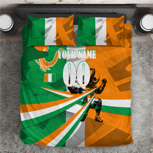 Personalized Ivory Coast Football Elephant Champion Bedding Set Cote d Ivoire Flag Colors Heritage