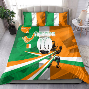 Personalized Ivory Coast Football Elephant Champion Bedding Set Cote d Ivoire Flag Colors Heritage