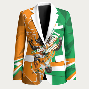 Personalized Ivory Coast Football Elephant Champion Blazer Cote d Ivoire Flag Colors Heritage