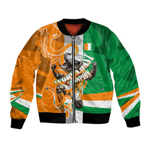 Personalized Ivory Coast Football Elephant Champion Bomber Jacket Cote d Ivoire Flag Colors Heritage
