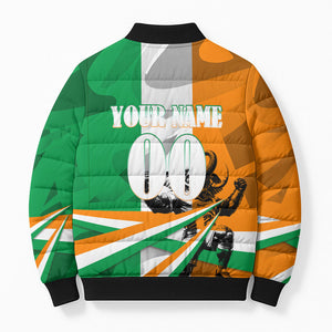 Personalized Ivory Coast Football Elephant Champion Bomber Puffer Jacket Cote d Ivoire Flag Colors Heritage