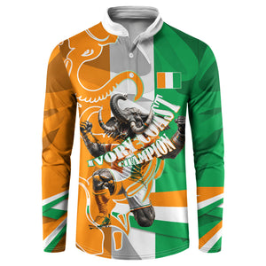 Personalized Ivory Coast Football Elephant Champion Button Sweatshirt Cote d Ivoire Flag Colors Heritage