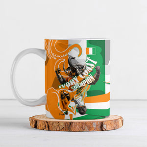 Personalized Ivory Coast Football Elephant Champion Ceramic Mug Cote d Ivoire Flag Colors Heritage