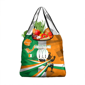 Personalized Ivory Coast Football Elephant Champion Grocery Bag Cote d Ivoire Flag Colors Heritage