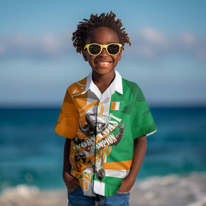 Personalized Ivory Coast Football Elephant Champion Kid Hawaiian Shirt Cote d Ivoire Flag Colors Heritage