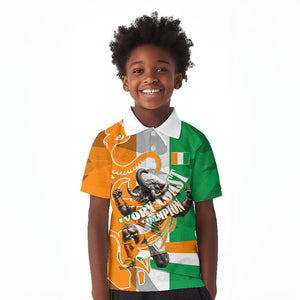 Personalized Ivory Coast Football Elephant Champion Kid Polo Shirt Cote d Ivoire Flag Colors Heritage