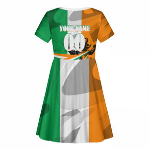 Personalized Ivory Coast Football Elephant Champion Kid Short Sleeve Dress Cote d Ivoire Flag Colors Heritage