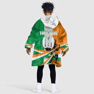 Personalized Ivory Coast Football Elephant Champion Kid Wearable Blanket Hoodie Cote d Ivoire Flag Colors Heritage