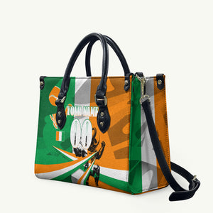 Personalized Ivory Coast Football Elephant Champion Leather Bag Cote d Ivoire Flag Colors Heritage