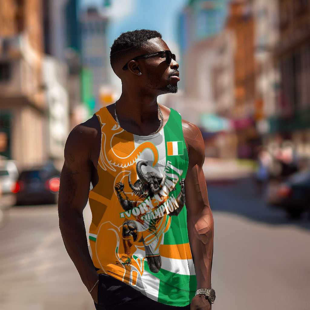 Personalized Ivory Coast Football Elephant Champion Men Tank Top Cote d Ivoire Flag Colors Heritage