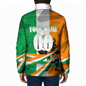 Personalized Ivory Coast Football Elephant Champion Padded Jacket Cote d Ivoire Flag Colors Heritage