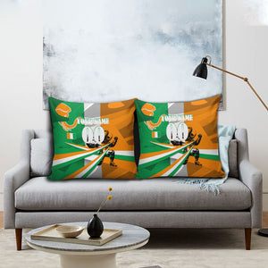 Personalized Ivory Coast Football Elephant Champion Pillow Cover Cote d Ivoire Flag Colors Heritage