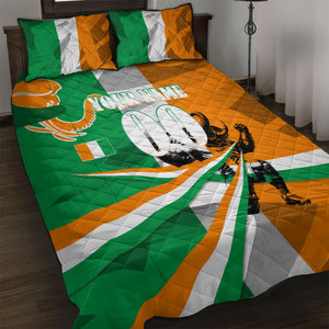 Personalized Ivory Coast Football Elephant Champion Quilt Bed Set Cote d Ivoire Flag Colors Heritage