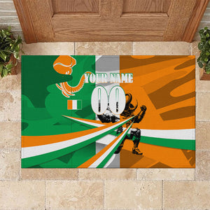 Personalized Ivory Coast Football Elephant Champion Rubber Doormat Cote d Ivoire Flag Colors Heritage