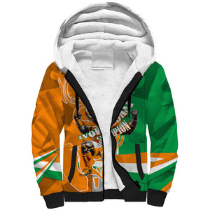 Personalized Ivory Coast Football Elephant Champion Sherpa Hoodie Cote d Ivoire Flag Colors Heritage