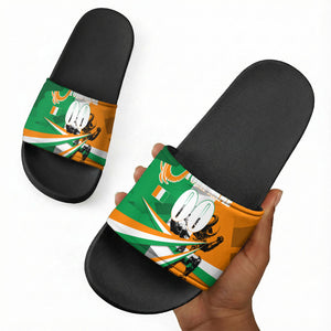Personalized Ivory Coast Football Elephant Champion Slide Sandals Cote d Ivoire Flag Colors Heritage