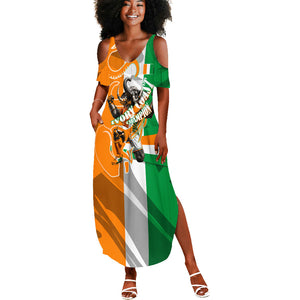 Personalized Ivory Coast Football Elephant Champion Summer Maxi Dress Cote d Ivoire Flag Colors Heritage