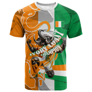 Personalized Ivory Coast Football Elephant Champion T shirt Cote d Ivoire Flag Colors Heritage
