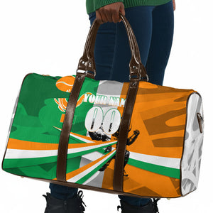 Personalized Ivory Coast Football Elephant Champion Travel Bag Cote d Ivoire Flag Colors Heritage