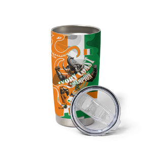 Personalized Ivory Coast Football Elephant Champion Tumbler Cup Cote d Ivoire Flag Colors Heritage