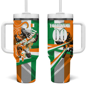 Personalized Ivory Coast Football Elephant Champion Tumbler With Handle Cote d Ivoire Flag Colors Heritage