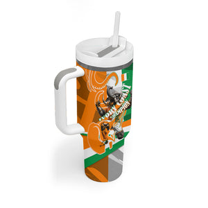 Personalized Ivory Coast Football Elephant Champion Tumbler With Handle Cote d Ivoire Flag Colors Heritage