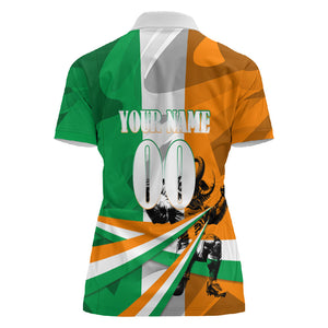 Personalized Ivory Coast Football Elephant Champion Women Polo Shirt Cote d Ivoire Flag Colors Heritage