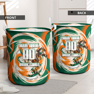 Personalized Ivory Coast Football Laundry Basket Les Elephants Swirl Pattern Heritage Mascot Art